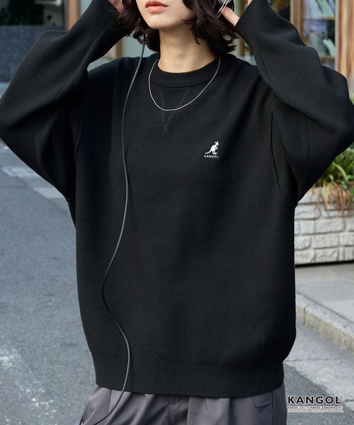 KANGOL(カンゴール)の「KANGOL/カンゴール 別注 ロゴ ワンポイント刺繍スウェットライククルーネックニットプルオーバー(ニット/セーター・レディース・ネイビー/チャコール/オフホワイト/杢グレー/ブラック/レッド/ブラウン・S/L/M)」の8枚目の写真