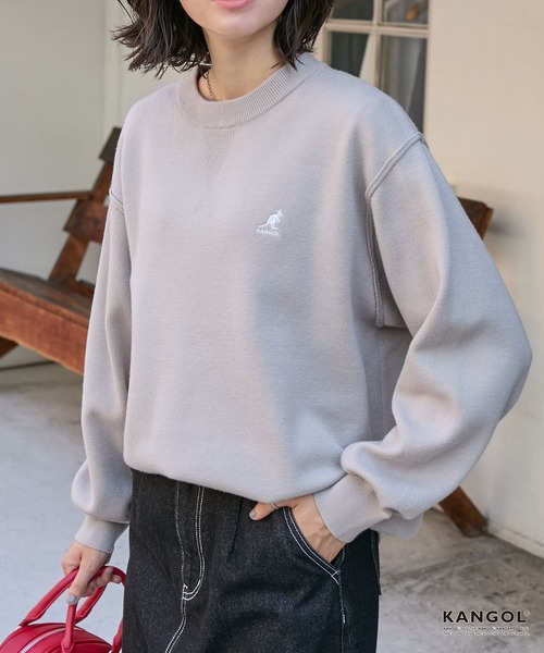 KANGOL(カンゴール)の「KANGOL/カンゴール 別注 ロゴ ワンポイント刺繍スウェットライククルーネックニットプルオーバー(ニット/セーター・レディース・ネイビー/チャコール/オフホワイト/杢グレー/ブラック/レッド/ブラウン・S/L/M)」の20枚目の写真