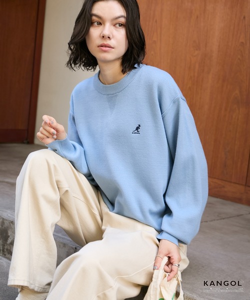 KANGOL(カンゴール)の「KANGOL/カンゴール 別注 ロゴ ワンポイント刺繍スウェットライククルーネックニットプルオーバー(ニット/セーター・レディース・ネイビー/チャコール/オフホワイト/杢グレー/ブラック/レッド/ブラウン・S/L/M)」の15枚目の写真