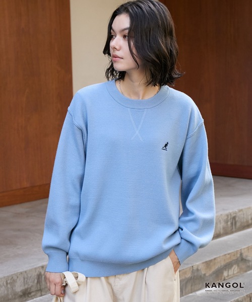 KANGOL(カンゴール)の「KANGOL/カンゴール 別注 ロゴ ワンポイント刺繍スウェットライククルーネックニットプルオーバー(ニット/セーター・レディース・ネイビー/チャコール/オフホワイト/杢グレー/ブラック/レッド/ブラウン・S/L/M)」の16枚目の写真