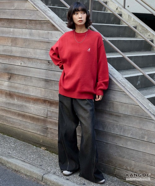 KANGOL/カンゴール 別注 ロゴ ワンポイント刺繍スウェットライククルー