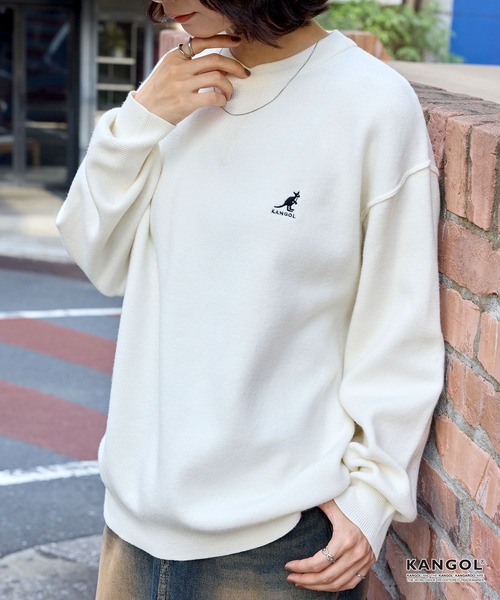 KANGOL(カンゴール)の「KANGOL/カンゴール 別注 ロゴ ワンポイント刺繍スウェットライククルーネックニットプルオーバー(ニット/セーター・レディース・ネイビー/チャコール/オフホワイト/杢グレー/ブラック/レッド/ブラウン・S/L/M)」の11枚目の写真