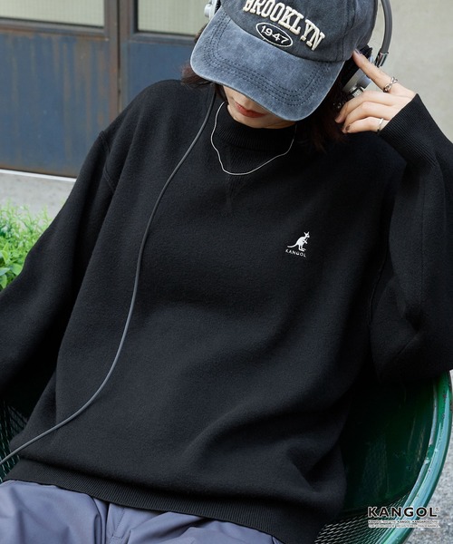 KANGOL(カンゴール)の「KANGOL/カンゴール 別注 ロゴ ワンポイント刺繍スウェットライククルーネックニットプルオーバー(ニット/セーター・レディース・ネイビー/チャコール/オフホワイト/杢グレー/ブラック/レッド/ブラウン・S/L/M)」の10枚目の写真