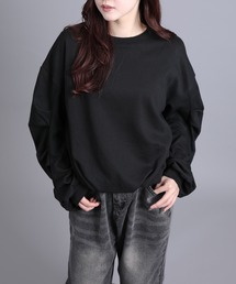 裏毛袖タックバルーンプルオーバー