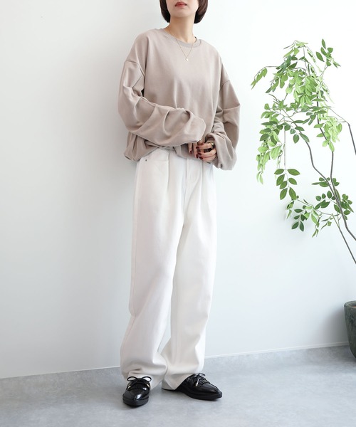 aimoha（アイモハ）の「裏毛袖タックバルーンプルオーバー（その他トップス・レディース・グレイッシュベージュ/アイボリー/グレー/ブラック・FREE）」の7枚目の写真