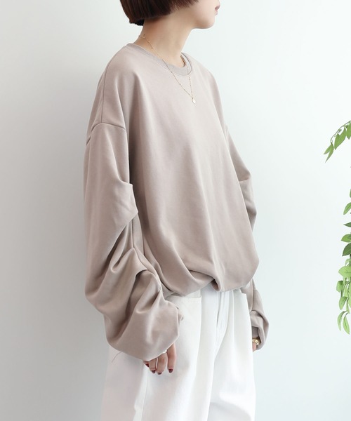 aimoha（アイモハ）の「裏毛袖タックバルーンプルオーバー（その他トップス・レディース・グレイッシュベージュ/アイボリー/グレー/ブラック・FREE）」の13枚目の写真