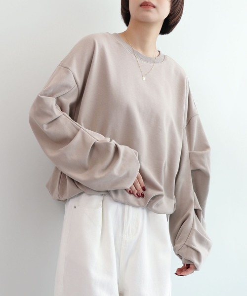 aimoha（アイモハ）の「裏毛袖タックバルーンプルオーバー（その他トップス・レディース・グレイッシュベージュ/アイボリー/グレー/ブラック・FREE）」の8枚目の写真