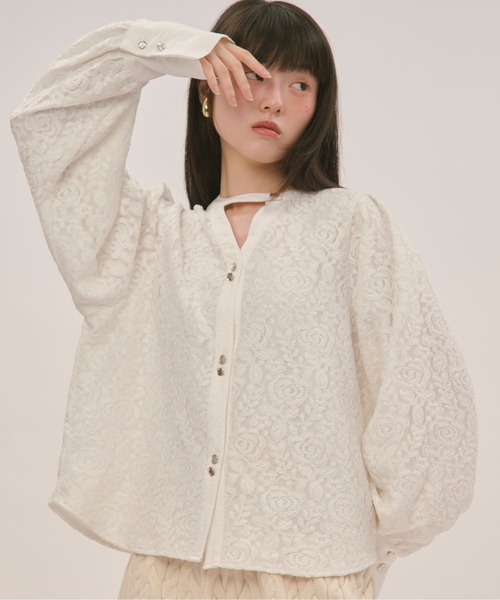 loin nuit（ロワンニュイ）の「volume sleeve blouse / ボリュームスリーブブラウス（シャツ/ブラウス・レディース・グレー/オフホワイト・FREE）」の7枚目の写真