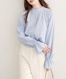 配色パイピングタックブラウス