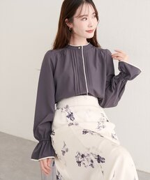 natural couture | 配色パイピングタックブラウス(シャツ/ブラウス)