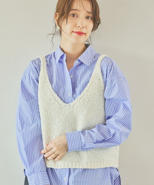 studio CLIP（スタディオクリップ）の「3ゲージシェニールヤーンベスト（ベスト・レディース・アイボリー/ベージュ/ネイビー/ライトグレー・FREE）」の2枚目の写真