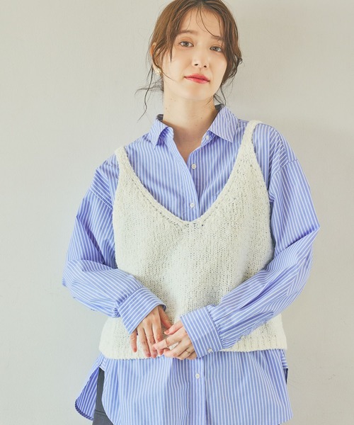 studio CLIP（スタディオクリップ）の「3ゲージシェニールヤーンベスト（ベスト・レディース・アイボリー/ベージュ/ネイビー/ライトグレー・FREE）」の5枚目の写真