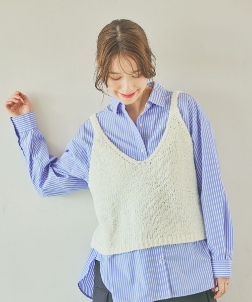 studio CLIP（スタディオクリップ）の「3ゲージシェニールヤーンベスト（ベスト・レディース・アイボリー/ベージュ/ネイビー/ライトグレー・FREE）」の6枚目の写真
