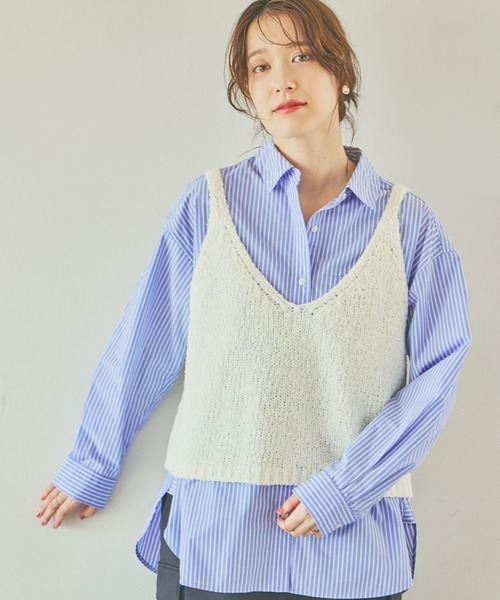 studio CLIP（スタディオクリップ）の「3ゲージシェニールヤーンベスト（ベスト・レディース・アイボリー/ベージュ/ネイビー/ライトグレー・FREE）」の7枚目の写真