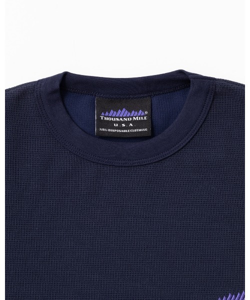 THOUSAND MILE（サウザンドマイル）の「[L's]FRENCH SLEEVE T-SHIRT TECH WAFFLE/フレンチスリーブTシャツ（Tシャツ/カットソー・レディース・グレイッシュベージュ/オフホワイト/ネイビー/スミクロ・FREE）」の5枚目の写真