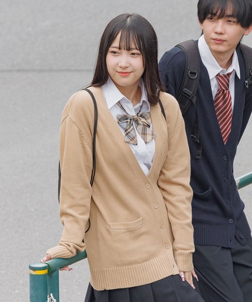 ロゴ刺繍スクールカーディガン/AND YUA ANY/593404（カーディガン