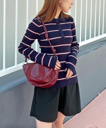 ISOOK | 【ISOOK / アイスー】マルチボーダーポロニット / ポロシャツ ポロニット ラガーシャツ プルオーバー 長袖 襟付き 春服 春ニット ボーダー グレー ネイビー ZOZOTOWN限定(ニット/セーター)