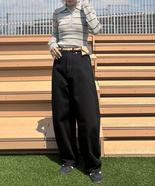 ISOOK（アイスー）の「【ISOOK / アイスー】マルチボーダーポロニット / ポロシャツ ポロニット ラガーシャツ プルオーバー 長袖 襟付き 春服 春ニット ボーダー グレー ネイビー ZOZOTOWN限定（ニット/セーター・レディース・グレー/ネイビー・FREE）」の3枚目の写真