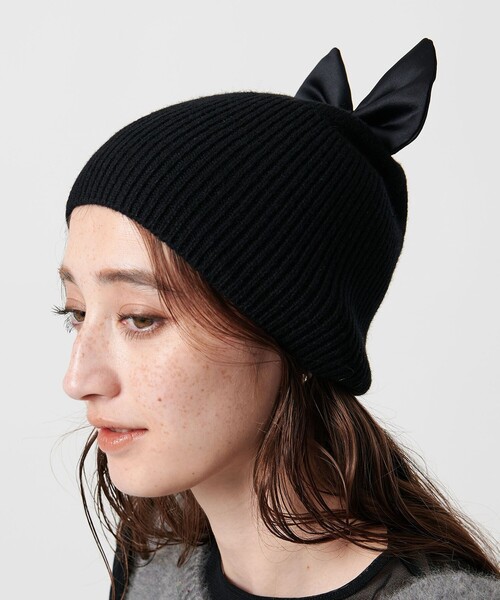 UNITED ARROWS（ユナイテッドアローズ）の「リボン ニットキャップ（ニットキャップ/ビーニー・レディース・グレー系/ブラック・FREE）」の3枚目の写真
