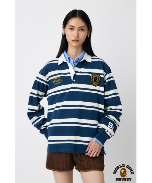 BP/MS STRIPED RUGBY ロングスリーブシャツmoussy ape MOUSSY | BP/MS STRIPED RUGBY L/S シャツ (Tシャツ・カットソー(長袖