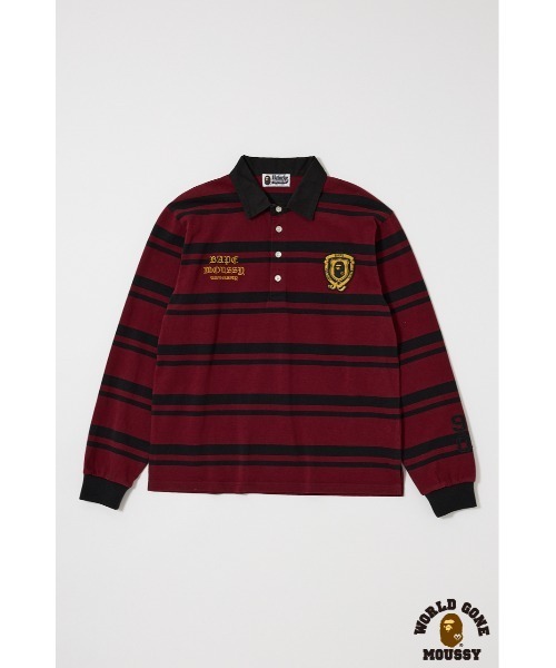 MOUSSY(マウジー)の「BP/MS STRIPED RUGBY ロングスリーブシャツ(シャツ/ブラウス・レディース・ネイビー/バーガンディー・FREE)」の2枚目の写真