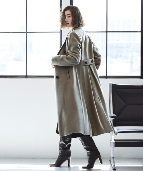 RUIRUE BOUTIQUE（ルイルエブティック）の「【日本生地】フレア チェスターコート ｜ アウター / ウールコート / 尾州ウール コート（チェスターコート・レディース・カーキ/グレー/チャコールグレー/ダークネイビー/ブラック・L/M）」の8枚目の写真