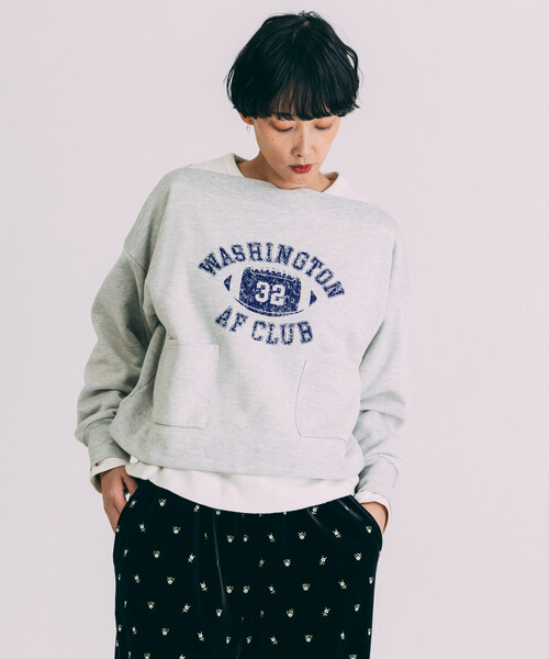 Freada（フリーダ）の「Freada/フリーダ ボートネック 短丈スウェット（スウェット・レディース・グレー/ネイビー・ONE SIZE）」の9枚目の写真