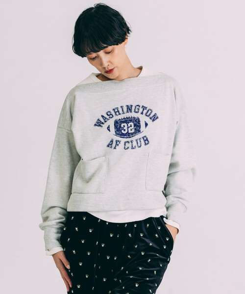 Freada（フリーダ）の「Freada/フリーダ ボートネック 短丈スウェット（スウェット・レディース・グレー/ネイビー・ONE SIZE）」の11枚目の写真