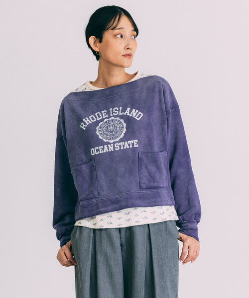 Freada（フリーダ）の「Freada/フリーダ ボートネック 短丈スウェット（スウェット・レディース・グレー/ネイビー・ONE SIZE）」の21枚目の写真