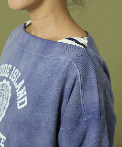 Freada（フリーダ）の「Freada/フリーダ ボートネック 短丈スウェット（スウェット・レディース・グレー/ネイビー・ONE SIZE）」の4枚目の写真