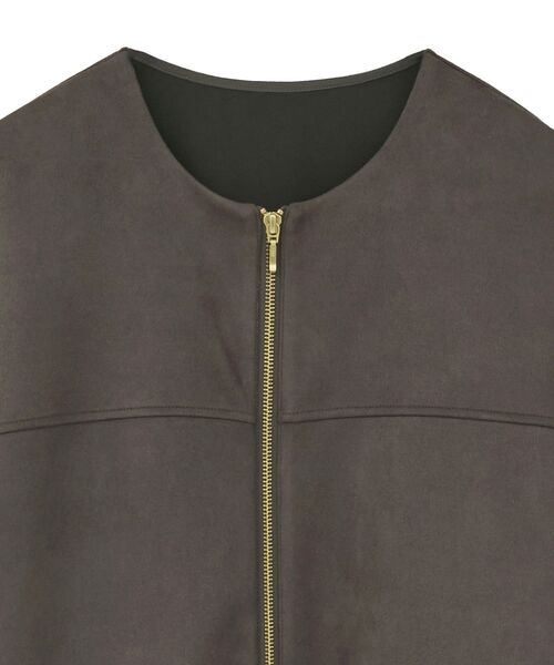 YECCA VECCA(イェッカヴェッカ)の「サイドプリーツノーカラーブルゾン(ブルゾン・レディース・モカ/ブラウン・FREE)」の3枚目の写真