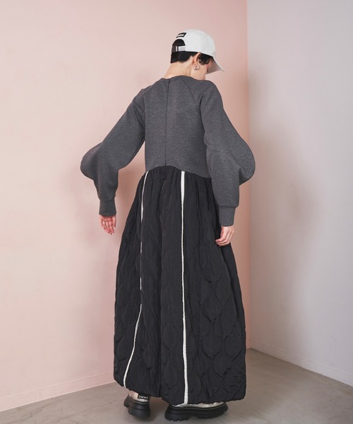 OMMO(オーエムエムオー)の「SWEAT DOCKING QUILTING OP(ワンピース・レディース・グレー/ブラック・36/38)」の16枚目の写真