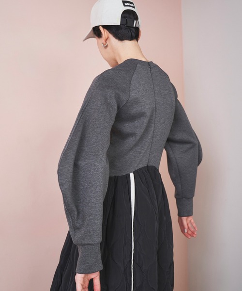 OMMO(オーエムエムオー)の「SWEAT DOCKING QUILTING OP(ワンピース・レディース・グレー/ブラック・36/38)」の12枚目の写真