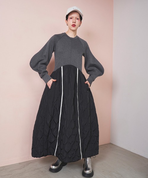 SWEAT DOCKING QUILTING OP（ワンピース）｜OMMO（オーエムエムオー