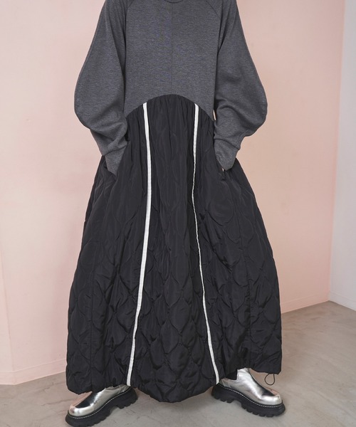 ワンピース OMMO SWEAT DOCKING QUILTING OP SWEAT DOCKING QUILTING OP（ワンピース）｜OMMO（オーエムエムオー