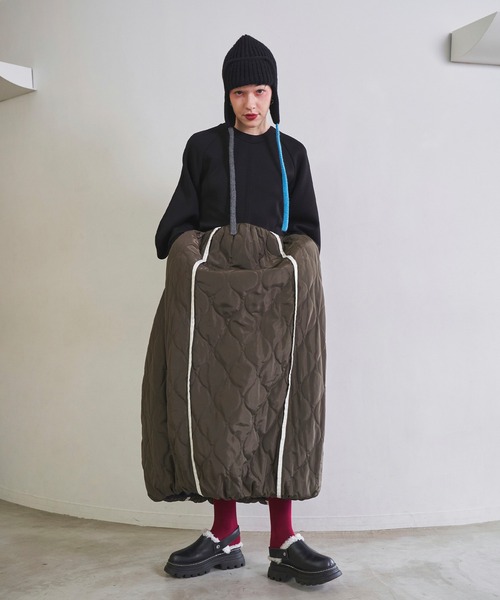 ワンピース OMMO QUILTING DOCKING VOLUME OP MIX OMMO（オーエムエムオー） ワンピース SWEAT DOCKING QUILTING OP