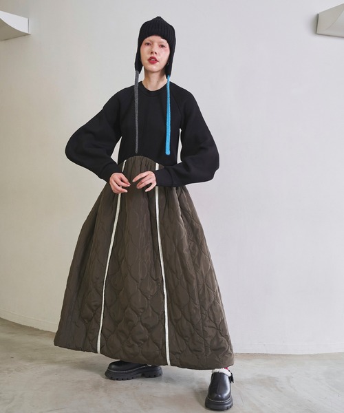 ワンピース OMMO SWEAT DOCKING QUILTING OP SWEAT DOCKING QUILTING OP（ワンピース）｜OMMO（オーエムエムオー