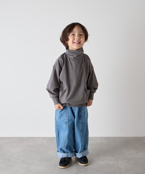 riziere（リジェール）の「モックネックデザインカットソー（Tシャツ/カットソー・キッズ・グレー/アイボリー/ブラック・90/100/110/120/130/140/150）」の7枚目の写真