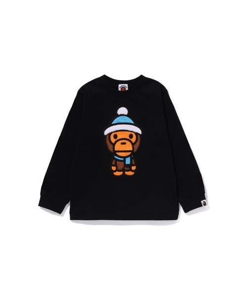 A BATHING APE（アベイシングエイプ）の「BABY MILO WINTER BOA LS TEE（Tシャツ/カットソー・キッズ・ブラック/ホワイト・130/90/140/120/110/100）」の2枚目の写真