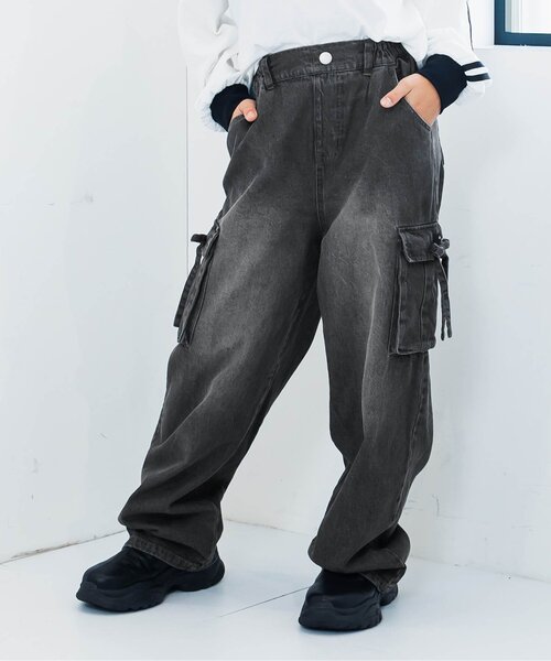 algy（アルジー）の「りぼんカーゴパンツ（カーゴパンツ・キッズ・ブルー/グレー/ブラック・XX-SMALL/X-SMALL/SMALL/MEDIUM）」の2枚目の写真