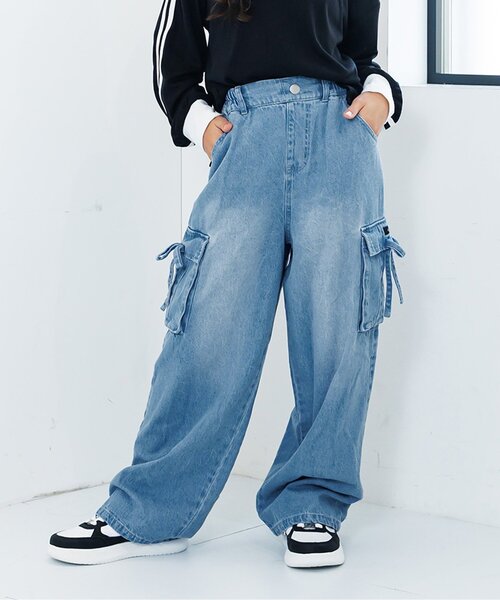 algy（アルジー）の「りぼんカーゴパンツ（カーゴパンツ・キッズ・ブルー/グレー/ブラック・XX-SMALL/X-SMALL/SMALL/MEDIUM）」の3枚目の写真