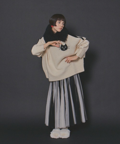 CATボーダーニット（ニット/セーター）｜manana suerte（マニャーナ