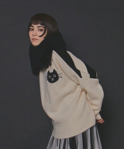 CATボーダーニット（ニット/セーター）｜manana suerte（マニャーナ