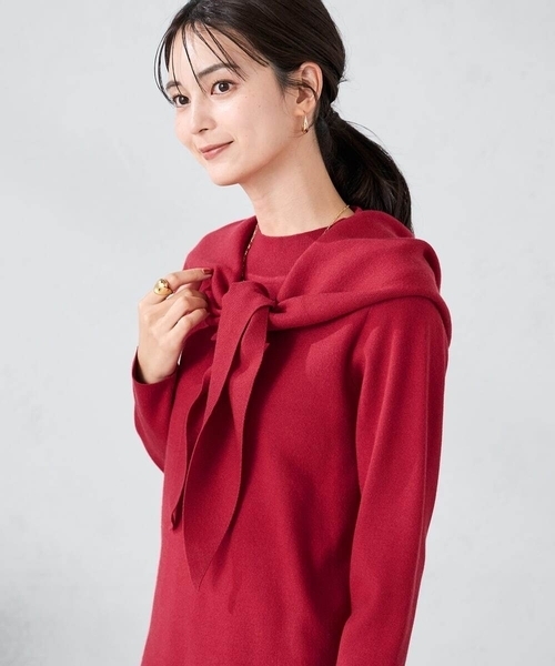 a.v.v(アーヴェヴェ)の「三角ニットストール(ストール/ショール・レディース・レッド/アイボリー/グレー・38)」の21枚目の写真