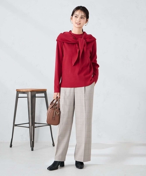 a.v.v(アーヴェヴェ)の「三角ニットストール(ストール/ショール・レディース・レッド/アイボリー/グレー・38)」の18枚目の写真