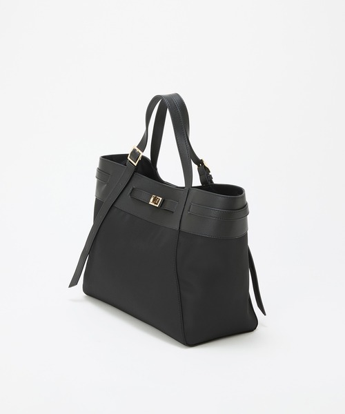 TREASURE TOPKAPI☆ナイロン レザーコンビ 2wayトートバッグ黒 セール】【TREASURE TOPKAPI】ナイロン レザーコンビ 2way トート