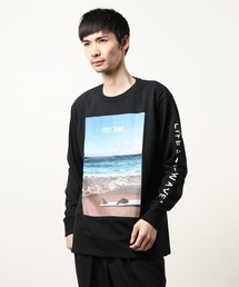 【RES】16/-天竺 サーフプリント長袖Tシャツ