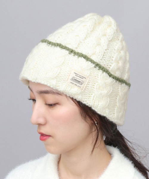 COLEMAN(コールマン)の「裏ボア ケーブル編み ニットワッチ ニット帽(ニットキャップ/ビーニー・メンズ・ブラック/アイボリー/モカ・FREE)」の2枚目の写真