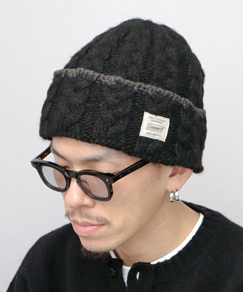 セール】裏ボア ケーブル編み ニットワッチ ニット帽（ニットキャップ