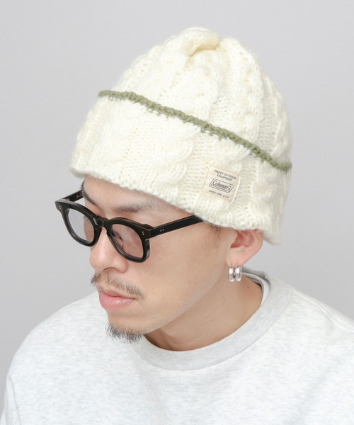COLEMAN(コールマン)の「裏ボア ケーブル編み ニットワッチ ニット帽(ニットキャップ/ビーニー・メンズ・ブラック/アイボリー/モカ・FREE)」の7枚目の写真